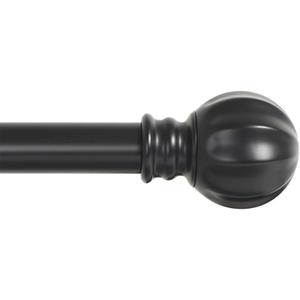Ivilon Curtain Rod with Ball Finials - 1 inch Pole. 28 to 48 Inch. Black