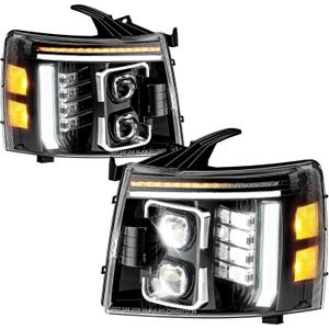Z-OFFROAD New LED Headlights Assembly Compatible with 2007-2013 Chevy Silverado 1500 2007-2014 Silverado 2500HD 3500 HD, DOT Approved Sequential Turn Signal Hi/Low Sealed Beam Bulb