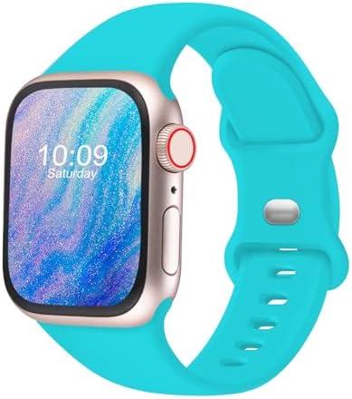 CREFORT Sport Bands Compatible with Apple Watch 46mm 38mm 40mm 41mm 42mm 44mm 45mm 49mm for Women Men, Soft Silicone Accessory Strap Wristband for iWatch Series 11 10 9 8 7 6 5 4 3 2 1 SE Ultra Teal