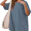 Womens T Shirt Romper Hot Shot Tee Romper for Summer Casual Short Sleeve Oversized Athletic Workout Outfits (Medium, Bluegrey)