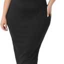 Agnes Orinda Plus Size Dress for Women Square Neck Sleeveless Contrast Summer Bodycon Side Slit Knit Tank Dresses (4X, Black)