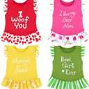 XPUDAC 4 Pieces Dog Dress Girl Clothes for Dogs Girl Flower Dresses for Small Dogs Apparel Colorful Small Dog Clothes Female (Medium, 4 Flower)