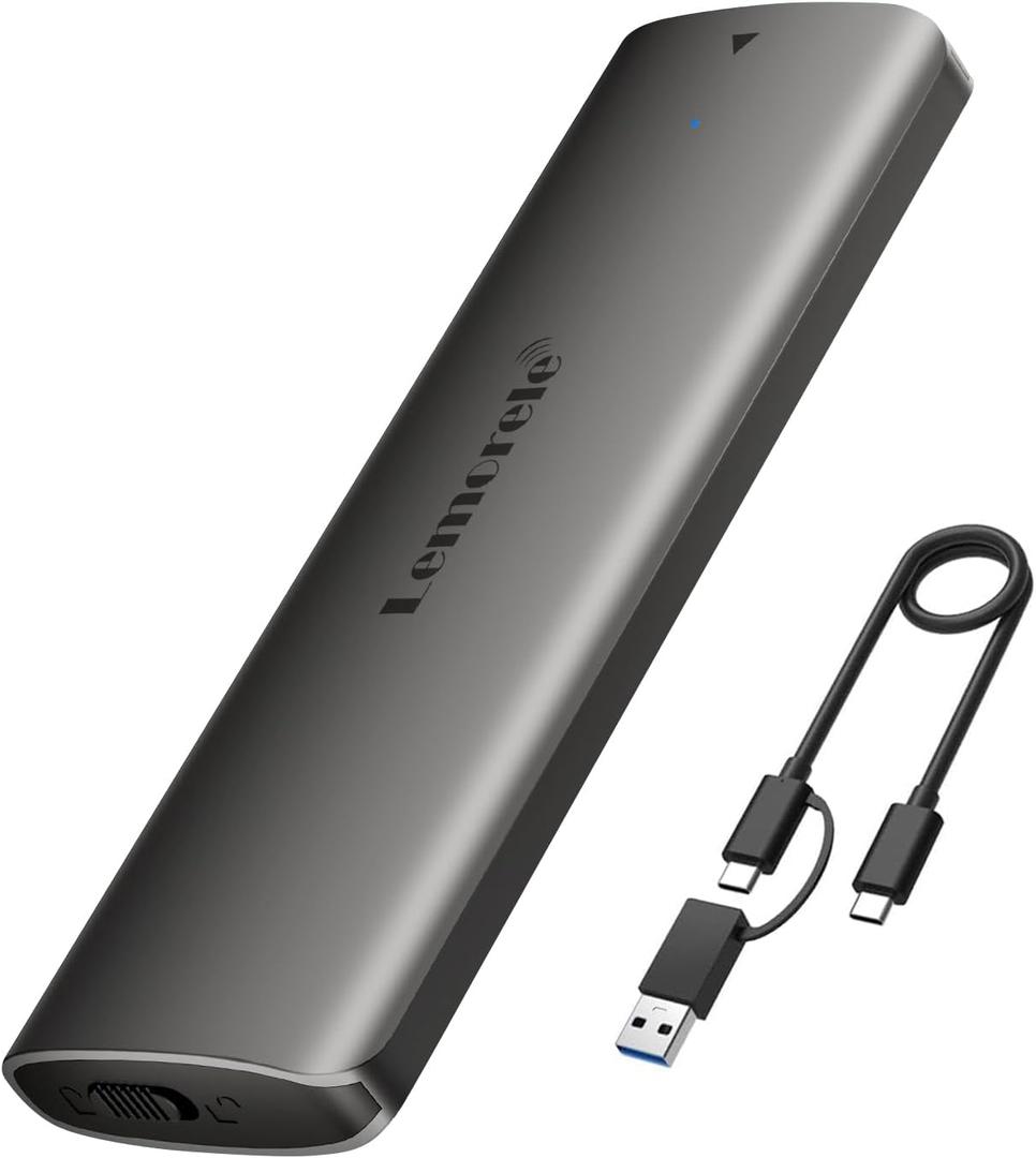 Lemorele Aluminum M.2 NVMe Enclosure,USB 3.2 Gen2 10Gbps Tool-Free ,SSD Enclosure for NVMe PCIe M-Key,Nvme USB Adapter Support UASP Trim for 2280 2260 2242 2230 (Sata NOT Supported) (Silver Grey)