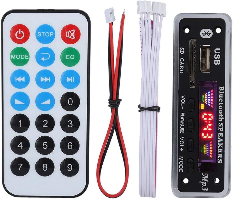 DC 5V/12V Bluetooth 5.0 Audio Decoder Board Audio Module USB AUX SD FM Radio Lossless MP3/ WMA/WAV/FLAC/APE Decoder Board Module, Colors Screen Display (Black)
