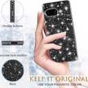 Silicone Case for Google Pixel 9A 5G Phone Case Glitter Sparkle Bling, Hybrid Matte Back Case High Impact Heavy Duty Shockproof Protective Cover for Google 9A Cute Case for Women 6.3-inch (Black)