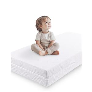 Babelio Ergonomic Zoning Crib Mattress Dual-Sided Memory Foam Waterproof 6" Thick Toddler Mattress with Zipper Cover, Fits Standard Crib