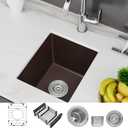 MILOSEN Brown Bar Sink 13 * 15 Inch, Small Bar Sink, Undermount Granite Composite RV Kitchen Sink,Prep Bar Sink Single Bowl