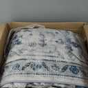 Area Rugs 9'x12' Washable Non-Slip, Floral Vintage Distress Print Pattern Medallion Carpet for Living Room Bedroom Dining Room, Light Blue Navy Beige Gray White