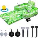 Motorized Pool Float for Adults, Inflatable Pool Lounger with Built in Dual Motor, Cup Holders, Backrest, Foot Pump for Lake, Beach, Summer Party, Leaves