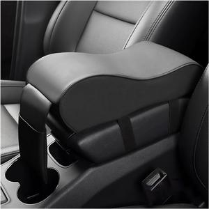 Car Armrest Cushion, Soft Memory Foam Auto Armrest Pillow with Storage Bag, Leather Center Console Arm Rest Padded Cushion with Phone Holder, Universal Car Accessories (Black)