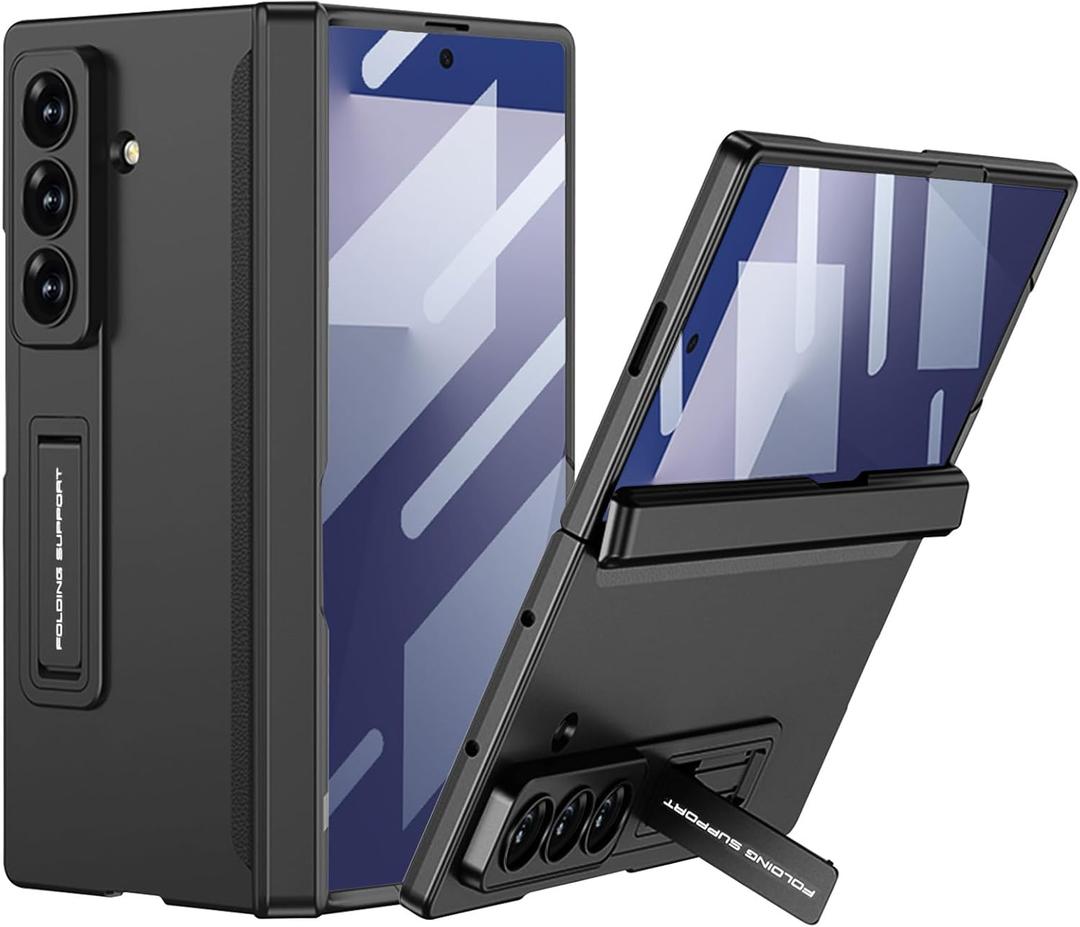 DOOTOO for Samsung Galaxy Z Fold 7 Case Magnetic Hinge Coverage Protective Kickstand & Screen Protector All-Inclusive Shockproof Cover for ZFold 7 (Black)