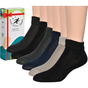 Diabetic Socks for Women - Neuropathy, Non-Binding, Seamless Cotton Socks for Comfort, Style, and Health - 6 Pairs Low Cut, Size 5-9, Dark Colors (Navy, Gray, Brown, Black and Beige)