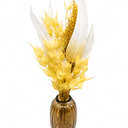 HH Harvest Floral In Glass Vase Tan, 6"