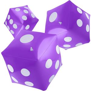3 Pack Large Inflatable Dice Jumbo Giant Inflatable Dice for Indoor Outdoor Broad Game Ludo Pool Party Favor(12 Inch,Purple)
