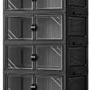 291QT Foldable Storage Cabinet with Wheels & Lid, 6-Tier Black