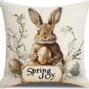 Easter Pillow Covers 18x18 Set of 4 Bunny Eucalyptus Leaves Decorations Sweet Home Spring Farmhouse Pillow Covers,Polyester Cushion Case Gifts for Home Decor-Easter Blessings