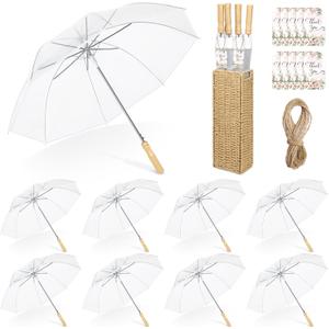 Aodaer 8 Pack Clear Wedding Umbrella Bulk with Foldable Storage Box Transparent Auto Open Foldable Umbrellas Windproof Travel Umbrella for Outdoor Activities, Wedding Anniversary Photography