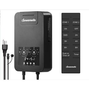 DEWENWILS 300W Low Voltage Landscape Transformer with 2 Zones, 120V AC to 15V DC, Low Voltage Transformer with Remote, Photocell Sensor & Timer, Outdoor Landscape Lighting for Spot Light Steplight