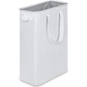 efluky Slim Laundry Basket, Narrow Laundry Hamper with Handles, Collapsible Dirty Clothes Hamper, Tall Laundry Bin for Laundry Room, Dorm and Bedroom, 12.7 Gallons(48L) White