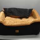 Dog Car Seat for Medium/Large Dog Booster Seat Under 60 lbs or 2 Small Dogs, Multi-Functional Pet Car Seat with Thick Cushion, 2 Safety Leashes(Black/Brown)