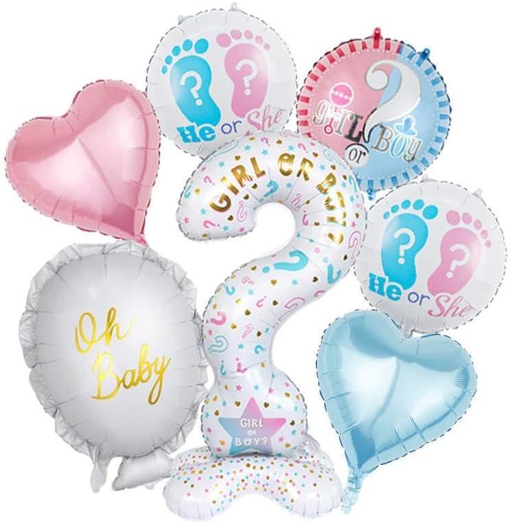 Gender Reveal Party Balloon Set, Question Mark Design, Pink and Blue Foil Balloons, He or She Theme, Baby Shower Decorations