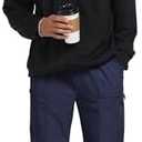 DOWMQ Men's Casual Cargo Pants Workout Sweatpants Joggers Stretch Hiking Drawstring Tactical Trousers, L