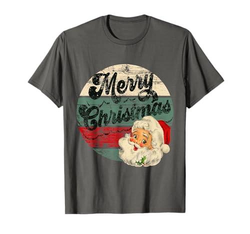 Vintage Santa Claus Merry Christmas Face Old Fashioned T-Shirt, XL