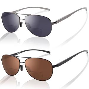LianSan Premium Aviator Bifocal Reading Sunglasses for Men Women Retro Top Clear Sun Readers UV Protection(Multicolor,2.25x)