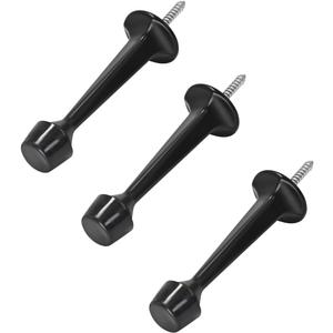 HOMOTEK 3 Pack Heavy Duty Solid Rigid Door Stop with Soft Rubber Tip, Zinc Die Cast Door Stopper Protect Wall & Door, Black