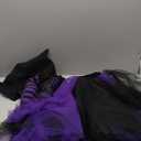 Ibeauti Halloween Witch Costumes for Women Gothic Cosplay Witch Hat Tutu Skirt Striped Knee High Socks Arm Warmers Set (Black Purple)
