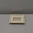 Wavy 5x7 Picture Frame White with Gold Beaded Trim, Resin Frame with Real Glass, Display 5x7 Photos Matted to 4x6, Vertical and Horizontal Desk Tabletop or Wall Hanging