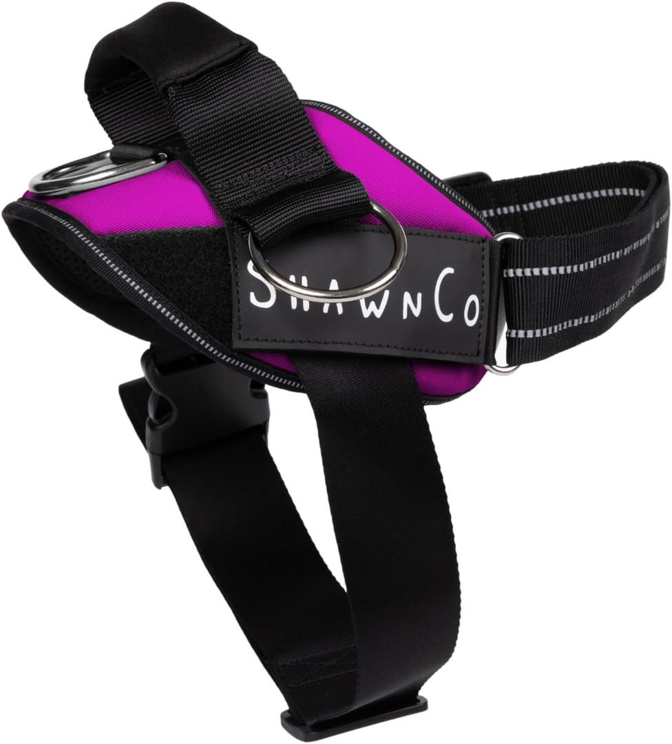 ShawnCo Essential Pro Dog Harness, No-Pull Pet Vest with 3 Leash Clips and Removable, Reflective Side Patches, Adjustable and Padded Harness for Small, Medium and Large Dogs (Orchid, XL)