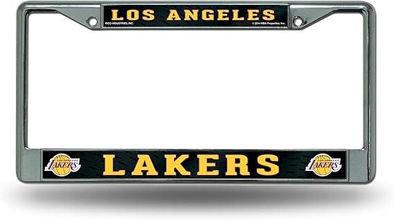 Rico Industries NBA Los Angeles Lakers 12" x 6" Silver Chrome Frame W' Decal Insert Car/Truck/SUV Auto Accessory