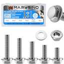 105Pcs M8 Bolts, Flange Hex M8x1.25 Bolt Assorted Bolts Nuts and Washers Kit, Metric Bolt Assortment, 304 Stainless Steel Bolts and Nuts Kit, Bright Finish M8 Screws (Silver)