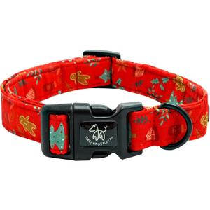 Elegant little tail Christmas Dog Collar, Red Hat Pet Collar Dog Durable Dog Collars Girl or Boy Holiday Pet Gift Adjustable Dog Collar for Large Dogs (Large (Pack of 1))