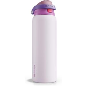 ENCOOL Leakproof Insulated Water Bottle with Straw Dual-Sip Water Bottle Bag-Safe Design for Work, Commute & Gym  Keeps Drinks Cold All Day, 40 oz, Purple Cabbage