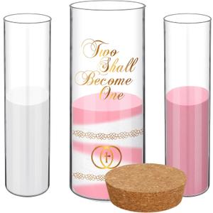 Irenare Unity Sand for Wedding Ceremony Set, Include Vase, Sand, Cork Stopper for Weddings Engagement Anniversary(Gray and Pink,Wedding)