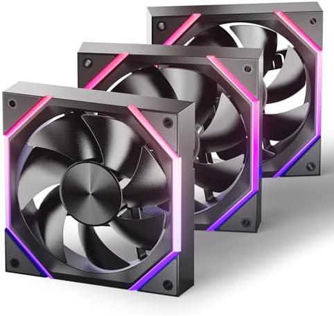 Galaxy 120mm Case Fan with Efficient Cooling, ARGB Fan Lighting, 800-1800RPM Speed Control, and Whisper-Quiet Operation Under 29 dB, Unique Design for PC