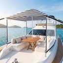Briwooody Boat Umbrella Sun Shade with Sidewalls Kit 6' x 6' | Boat Sun Cover Anti-Ultraviolet, Adjustable Aluminum Pole to 8 Feet, with Ropes and Storage Bag, Fits Most Boats and Benches
