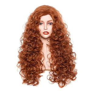 Gerulyss 28 Inches Long Wavy Ginger Wigs for Women Auburn Natural Curly Synthetic costume Hair Wig Fox Red Fluffy Full Head Halloween Wig