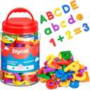 JoyCat 104 Pieces Magnetic Letters Numbers Alphabet Fridge Magnets ABC 123 Preschool Educational Learning Plastic Colorful Toy Set Uppercase Lowercase Math Symbols for Toddlers Kids 3+