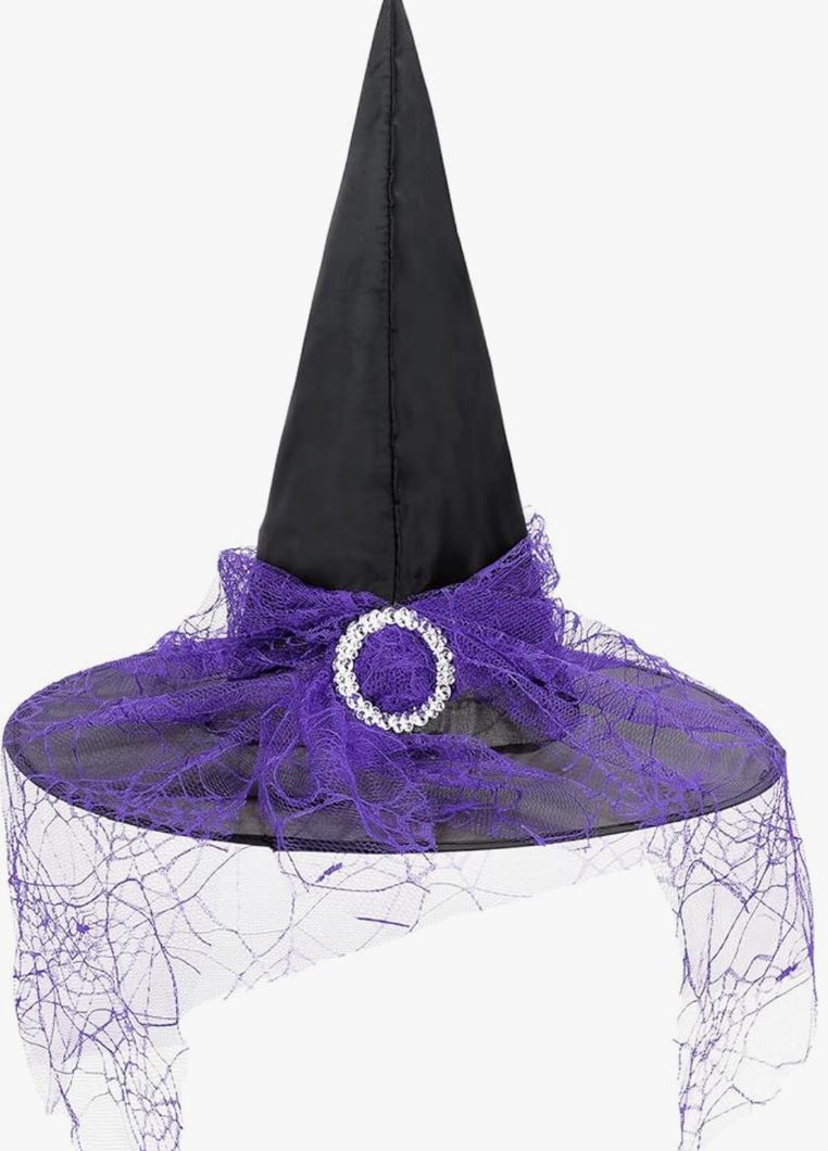 Foldable Lace Toddler Kids Witch Hat - Halloween Witches Hats for Decoration Witch Costume for Halloween Cosplay Party