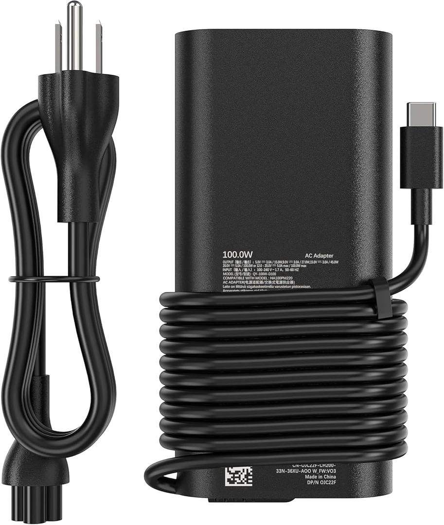 100W USB-C Laptop Charger Compatible with Dell Precision 5680 3580 3581 Latitude 5340 7640 7340 5440 5540 9440 Inspiron 14Plus 7440 XPS13 13Plus 15Plus 7430 7420 7430 5431 7425 7620 2-in-1