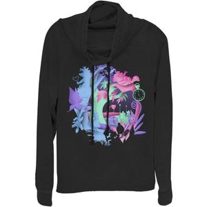 Disney Alice Chaos Wonderland Women's Cowl Neck Long Sleeve Knit Top (Black, XS)