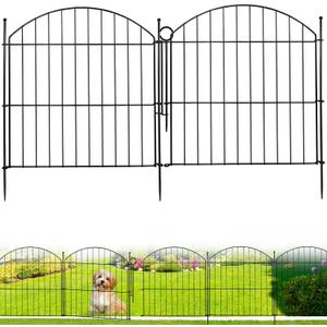 Decorative Garden Fence 24in (H) x10ft (L), 5 Pack No Dig Fence Animal Barrier for Dog with Lock, Arched Flower Bed Edging, Wire Border Panel Fencing for Yard Patio Outdoor Decor