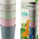 SUGARCANE Kids Cup 10 oz - 5 Pack, USDA & LFGB Certified Toddler Cup - BPA Free - Dishwasher Safe, Reusable, Unbreakable - Gray Pink