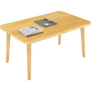 Square Coffee Table Low Table with 4 Solid Wood Sturdy Legs,Floor Table Desk for Sitting on The Floor,19.7"D x 31.5"W x 16"H Inches,Living Room/Toy room Furniture,Rental house Furniture(Natural)