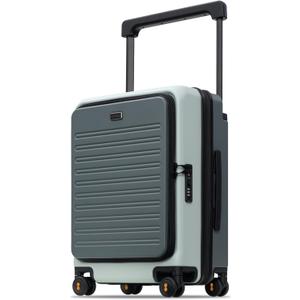 LEVEL8 Adventure Top Opening Carry on Luggage Airline Approved with Tsa Lock, 20 Inch Expandable Wide Handle Carry on Luggage, Top Lid Opening Hardshell Suitcases with Wheels for Men Women, Celadon