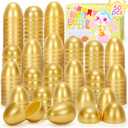 SevenQ Plastic Easter Eggs Empty 2.3” 50Pcs, Fillable Golden Egg for Easter Basket Stuffers Gifts for Kids Party Favors Pinata Goodie Bags Treasure Box Toys Fillers Easter Egg Hunt Games Decorations