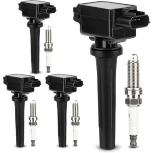 UF656 Ignition Coil & 93501 Double Iridium Spark Plug for 12-20 Mazda 3/14-20 Mazda 6/16-19 CX-3/13-18 CX-5/16-18 MX-5 Miata 2.0L 2.5L L4 Replaces# PE0118100A C1837 5C1894 GN10625 C-857